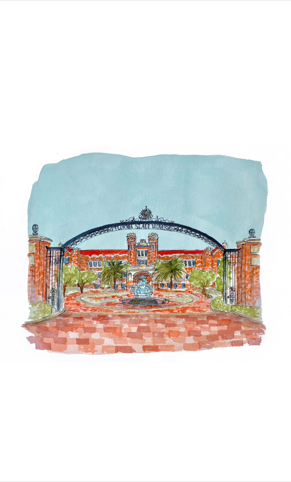 Florida State University- Westcott Fountain Watercolor Art